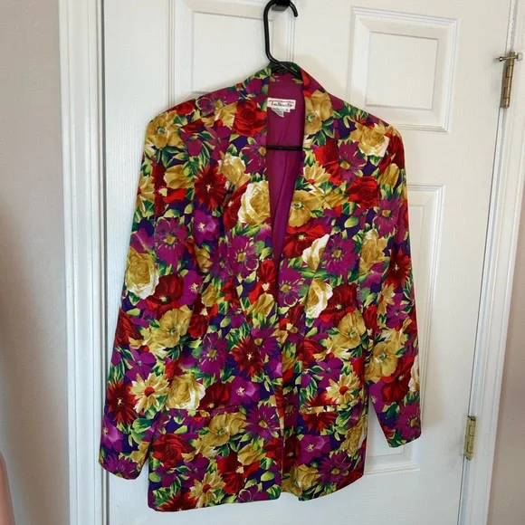 Talbots Floral Silk Blazer - Picture 6 of 7